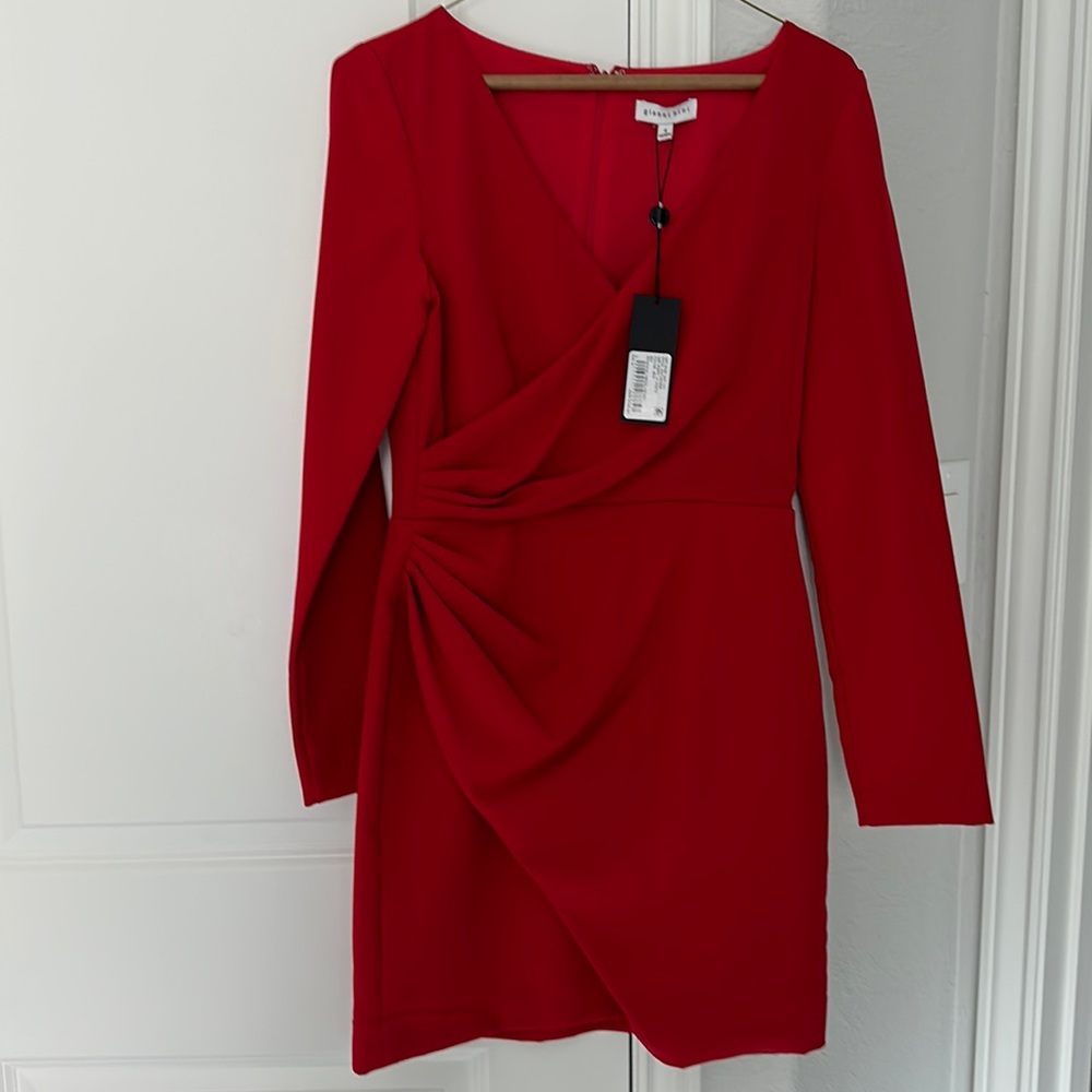 NWT Gianni bini red poppy v neck dress